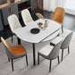 Slate and Wood Table Modern Minimalist Home Retractable Round Dining Table Clearhalo 'Dining Tables & Seating' 'Dining Tables' 'dining_table' 'furn' 'furn_dining_table' 'Furniture' 'Kitchen & Dining Furniture' 1200x1200_cb62073e-6d2e-4dce-ab3d-0bf851f639b5