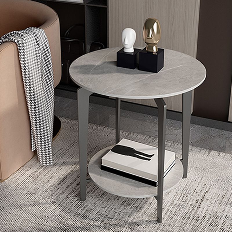 Minimalistische ronde hoektafel leisteen 4 poten banken bijzettafel met opslag