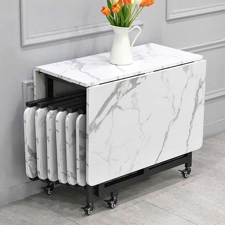 Contemporary Style Sintered Stone Dining Table with Removable Leaf and Trestle Base Clearhalo 'Dining Room Sets' 'Dining Tables & Seating' 'dining_room_set' 'furn' 'furn_dining_room_set' 'Furniture' 'furniture_dining_room_set' 'Kitchen & Dining Furniture' 'kitchen&dining_furn' 'kitchen' 1200x1200_cb66ae6e-8a40-410c-91af-e1f33e9df289