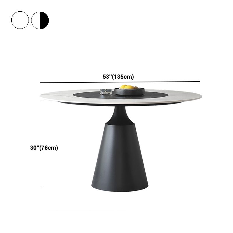 Modern Round Pub Table Stone Top Black Base Pedestal Casual Dining Table Clearhalo 'Dining Tables & Seating' 'Dining Tables' 'dining_table' 'furn' 'furn_dining_table' 'Furniture' 'Kitchen & Dining Furniture' 1200x1200_cb67ddc3-8007-4945-9d9d-69b943b94523