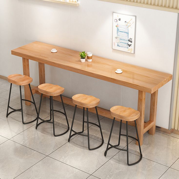 Rectangular Pine Wood Top Bar Table Modern Bar Table with Double Pedestal in Nature Clearhalo 'Bar Furniture' 'Bar Tables' 'bar_tables' 'furn' 'furn_bar_tables' 'Furniture' 'Kitchen & Dining Furniture' 1200x1200_cb683526-b44e-4052-a2da-358d444cbaa5