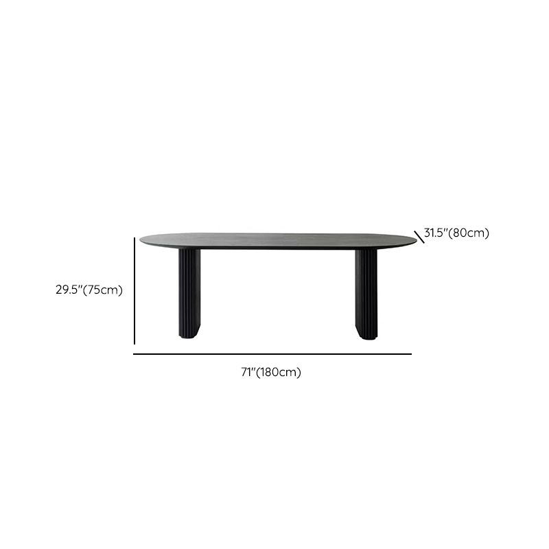 Bureau de bureau ovale en bois massif noir de 29,53 po de haut avec base luge