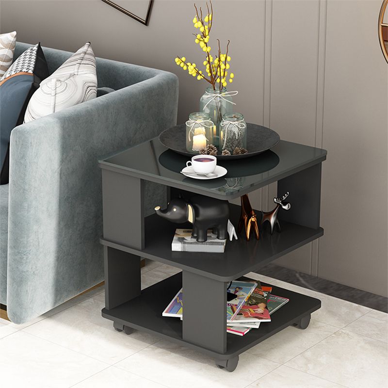 Quadrato con le ruote tavolino in legno da 19,69 "tavolo da fine