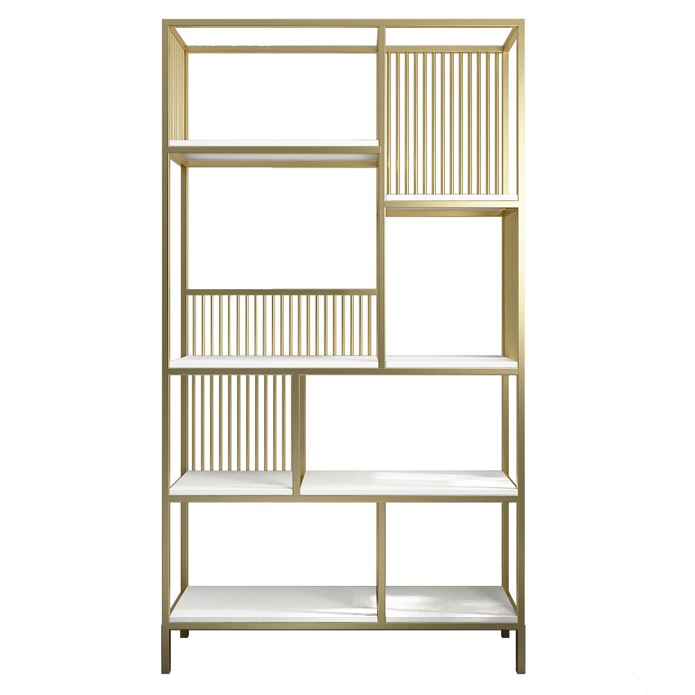Modern Metel Bookcase Gold Etagere Bookshelf for Living Room 70.9" H X 11.8" W Clearhalo 'Bookcases' 'furn' 'furn_bookcases' 'Furniture' 'Office Furniture' 1200x1200_cb6d89dc-cbbe-4f4a-b17d-1e850dd4bc30