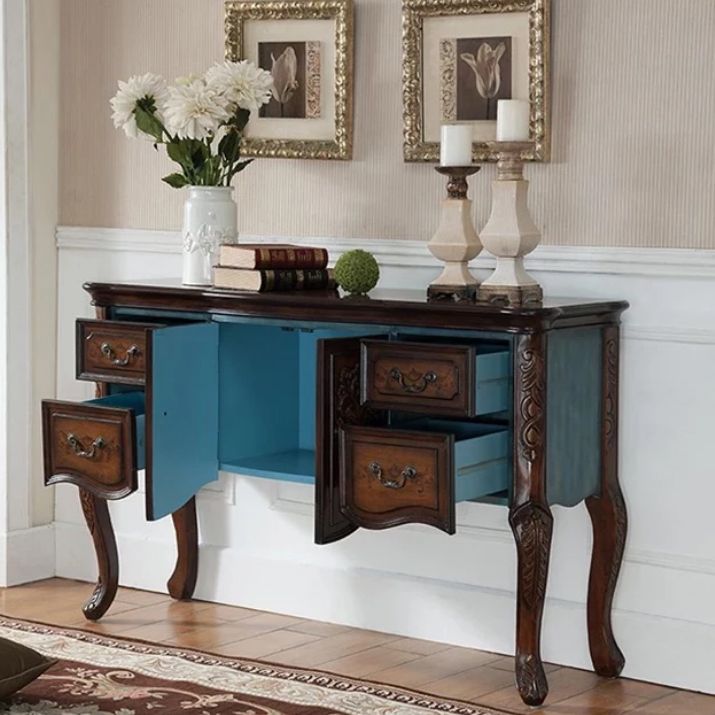 French Country Wooden Console Table Rectangle Console Sofa Table for Hall Clearhalo 'Console Tables' 'console_tables' 'Entry & Mudroom Furniture' 'furn' 'furn_console_tables' 'Furniture' 1200x1200_cb6e241c-ca6e-4d36-9af4-0449aa40fb39