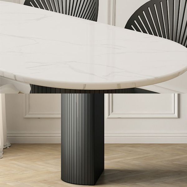 63" Modern Dining Table Oval Double Pedestal Dining Table for Home Use Clearhalo ' dining_table' 'Dining Tables & Seating' 'Dining Tables' 'furn' 'furn_dining_table' 'Furniture' 'furniture_dining_table' 'Kitchen & Dining Furniture' 'kitchen&dining_furn' 'kitchen' 'kitchen_dining_table' 1200x1200_cb70652d-7cd9-41f7-8309-9598c7c2ea6a