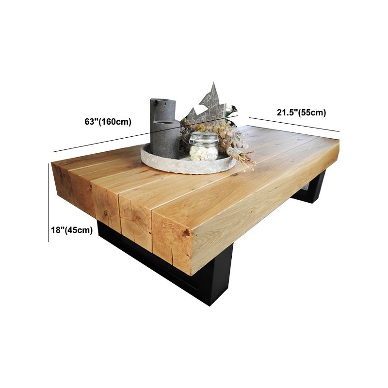 Solid Wood Coffee Table with Metal Sled Legs for Living Room Clearhalo 'Coffee & Accent Tables' 'Coffee Tables' 'coffee_tables' 'furn' 'furn_coffee_tables' 'Furniture' 'Living Room Furniture' 1200x1200_cb7161f4-b3bb-4e20-a6a8-951f3f8d4004