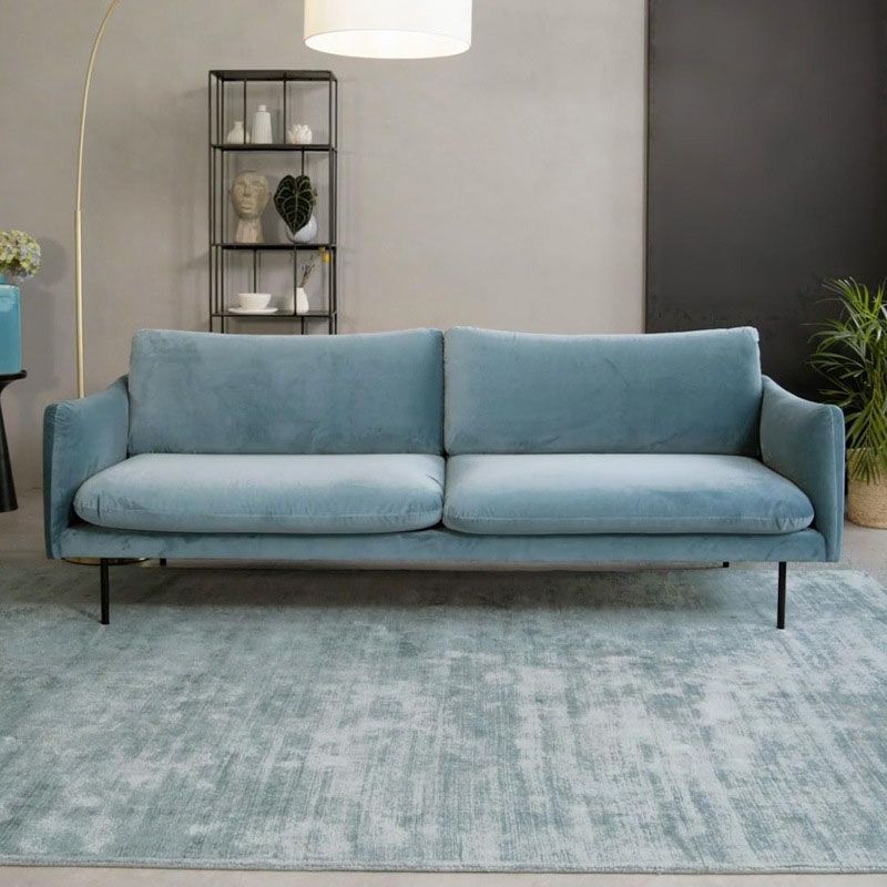 Divano con 2 cuscini a braccio quadrato divano contemporaneo con piedi in metallo nero