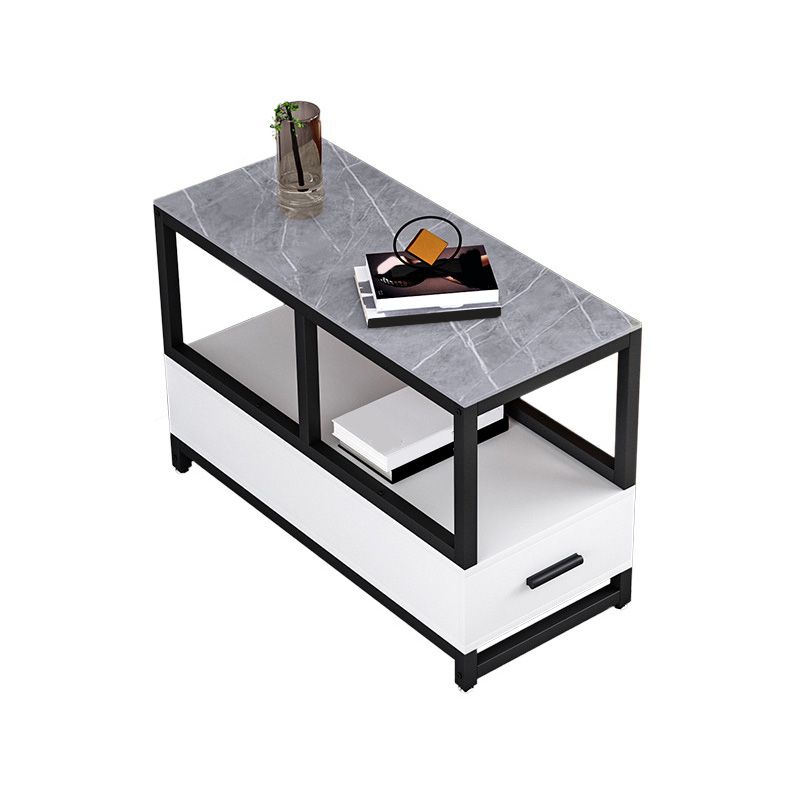 1ドロワー1シェルフエンドテーブルモダン21.65 "背の高い石のサイドテーブル