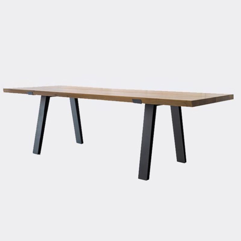 Industrial Pine Wood Table for Restaurant Rectangle Dining Table with Metal 4 Legs Clearhalo 'Dining Tables & Seating' 'Dining Tables' 'dining_table' 'furn' 'furn_dining_table' 'Furniture' 'furniture_dining_table' 'Kitchen & Dining Furniture' 'kitchen' 'kitchen_dining_table' 1200x1200_cb73d17d-e241-4bc2-af37-1d377b43ab84