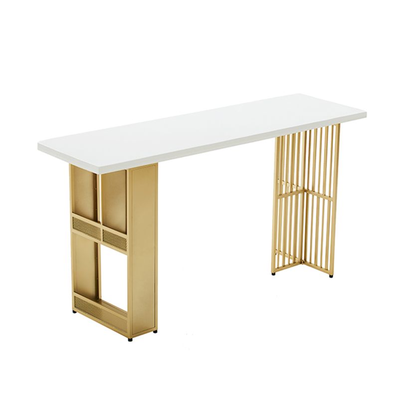 Houten balktafel traditionele luxe rechthoekige staaf aanrecht tafel met dubbele voetstuk