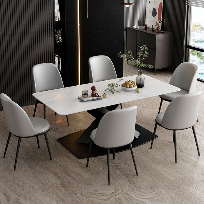 Moderne rechthoekige dinetteset 1/2/5/7-delige eettafelset met blad van gesinterd steen