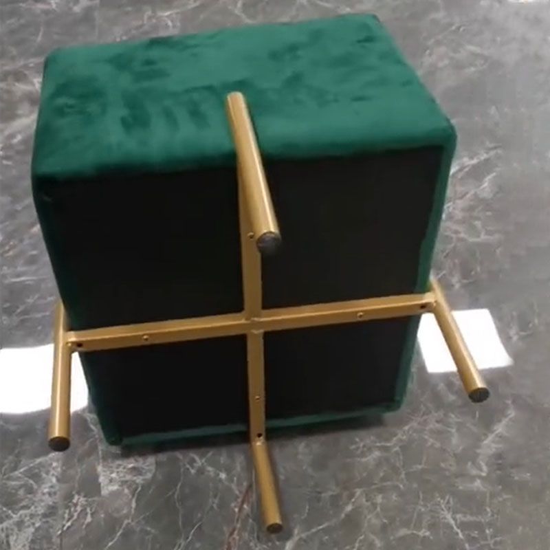 Glam Pouf Ottoman Velvet Upholstered Solid Color Square Ottoman with Metal Legs Clearhalo 'furn' 'furn_ottomans_poufs' 'Furniture' 'Living Room Furniture' 'Ottomans & Poufs' 'ottomans_poufs' 1200x1200_cb75b82f-dd3c-469c-9b76-00341e7d0a94