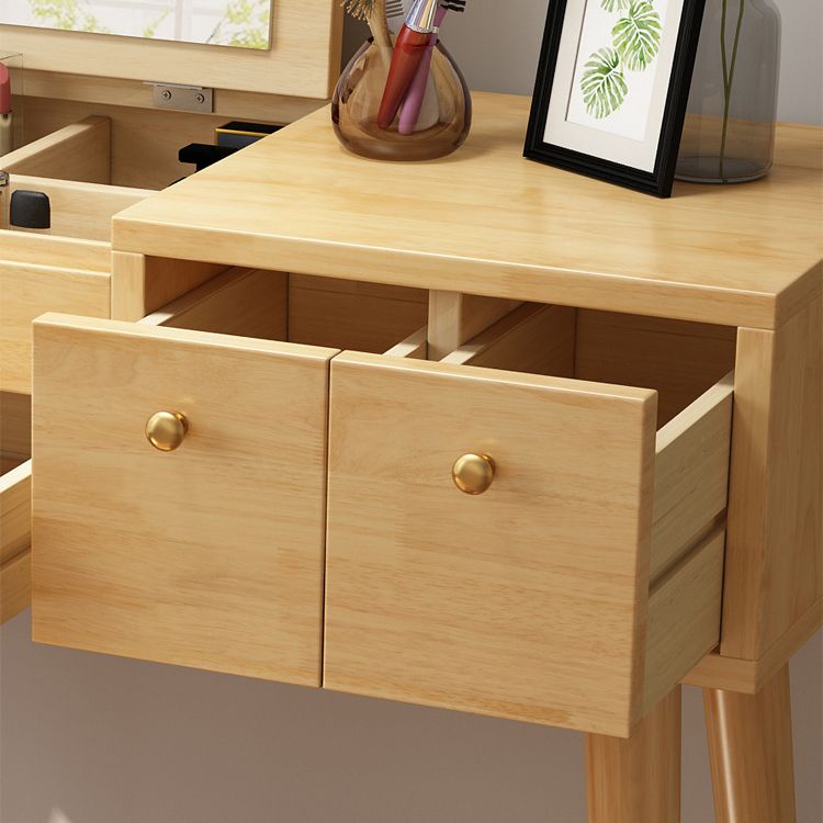 Dollezione da letto da letto in 3 cassetto da letto in legno di gomma Vanity di trucco a flip