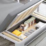 Pillow Included Sofa Futon Square Arms Convertible Sofa with Storage