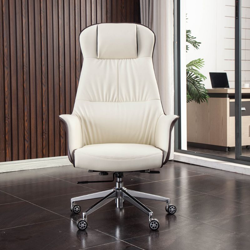 Modern Faux Leather Executive Chair High Back Armless Swivel Chair Clearhalo 'furn' 'furn_office_chair' 'Furniture' 'Office Chairs' 'Office Furniture' 'office_chair' 1200x1200_cb7b9528-e5a5-4150-99d6-23ba7703c983