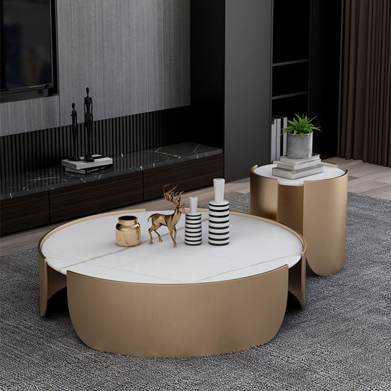 Modern Style White/black Rock Slab Top Round Metal Craft Coffee Table Clearhalo 'Coffee & Accent Tables' 'Coffee Tables' 'coffee_tables' 'furn' 'furn_coffee_tables' 'Furniture' 'Living Room Furniture' 1200x1200_cb7cd35b-48f8-4ec7-966a-79fc09bdaac4