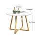 Tavolo da cucina rotondo con piano in pietra stile Glam Tavolo da pranzo con base dorata in bianco