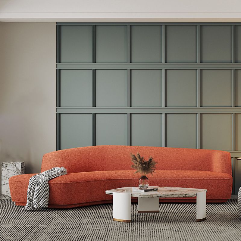 Sloped Arm Sofa Wool Modern Style Curved Sofa for Living Room