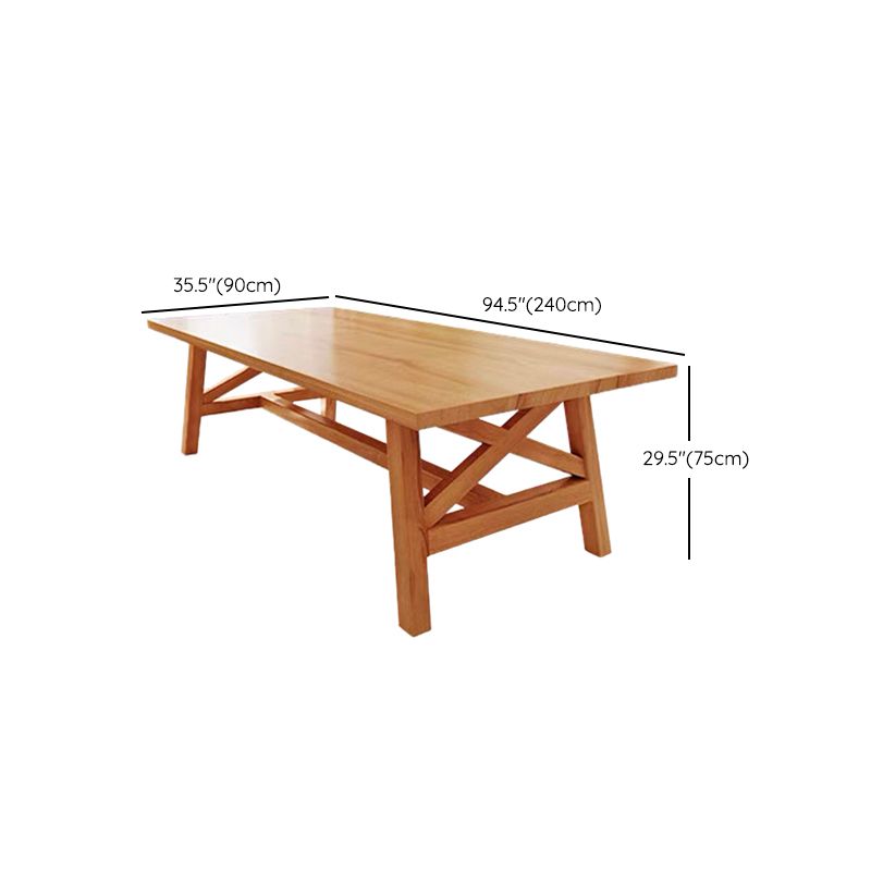 Wooden Trestle Base Dining Table Mid-Century Rectangle Kitchen Desk