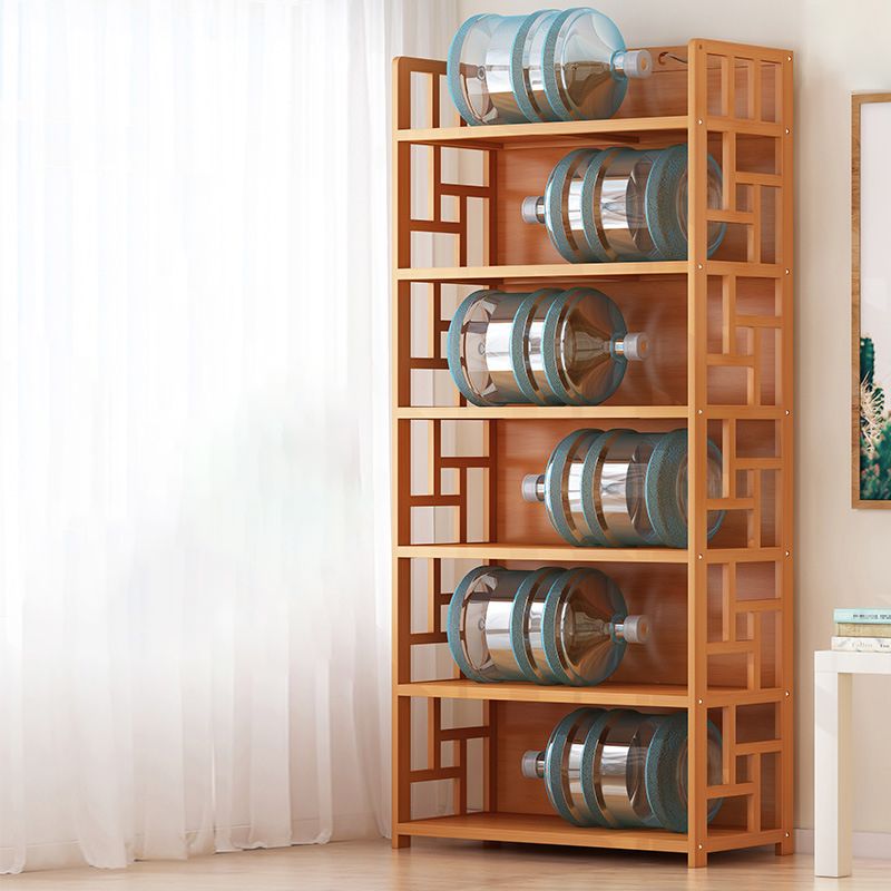 Natural Floor Bookshelf Contemporary Bamboo Shelf Bookcase for Study Room