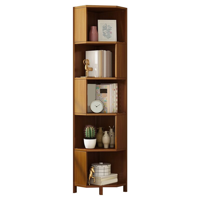 Mid-Century Modern Corner Cabinet with Shelves and Straight Legs in Brown Clearhalo 'Cabinets & Chests' 'cabinets_chests' 'furn' 'furn_cabinets_chests' 'Furniture' 'Living Room Furniture' 1200x1200_cb85b117-6a93-49e9-916e-5517603602b3