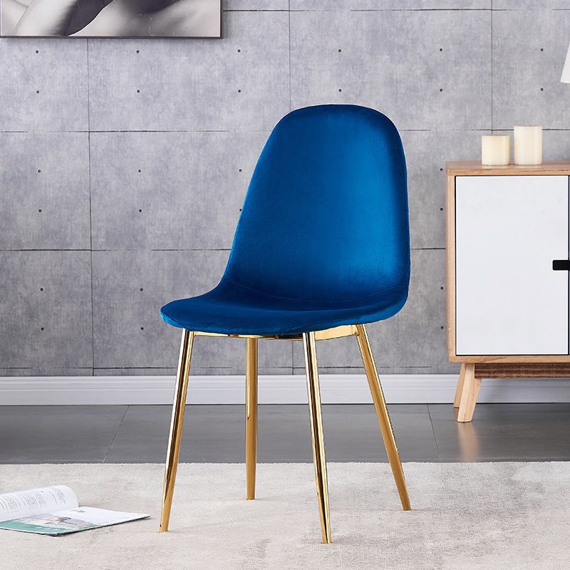 Indoor Armless Dining Chairs Velvet Solid Back Side Chairs with Metal Legs Clearhalo ' kitchen&dining_furn' 'Dining Chairs' 'Dining Tables & Seating' 'dining_chair' 'furn' 'furn_dining_chair' 'Furniture' 'furniture_dining_chair' 'Kitchen & Dining Furniture' 'kitchen' 1200x1200_cb86fc1c-0672-4e09-8521-2e5d31456e43