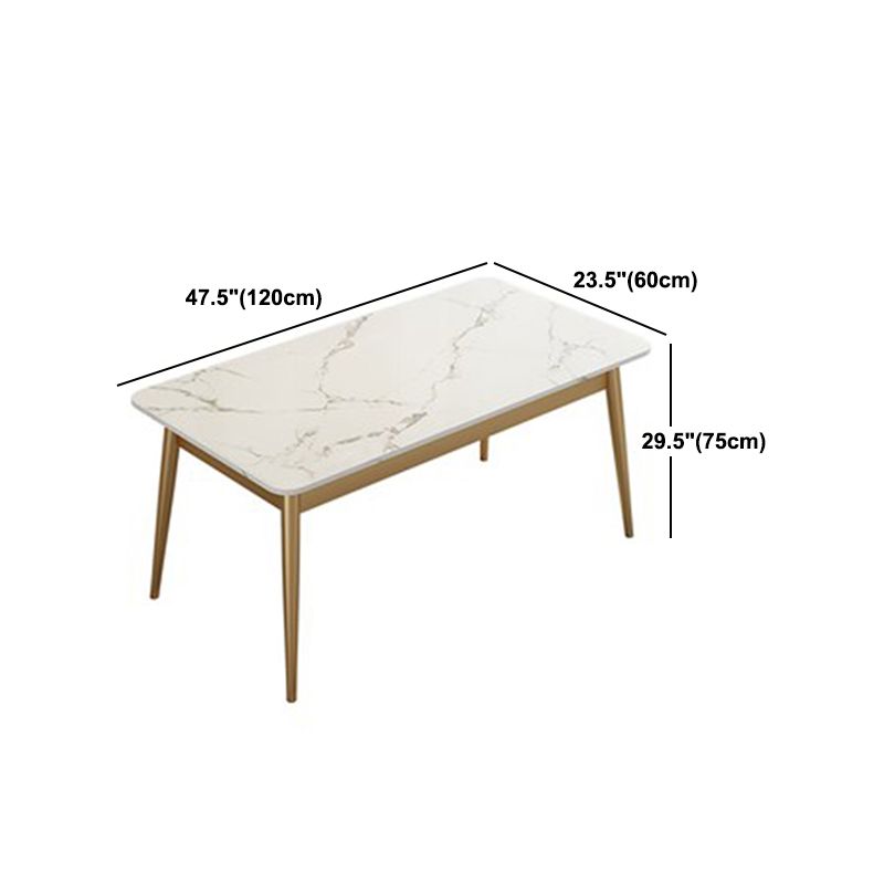 Tavolo da pranzo in ferro glam set 1/2/5/7 pezzi dinette rettangolo con pietra bianca sinterizzata