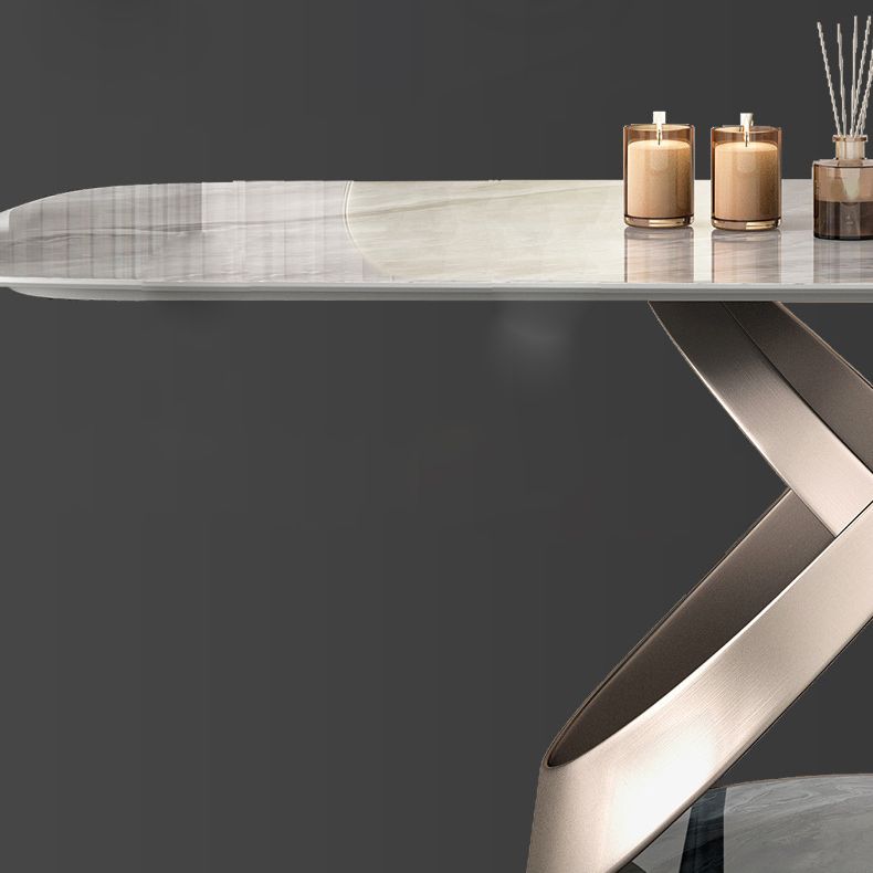 Glossy Gray Dinette Table with Metal Base Traditional Luxury Dining Table for Home Clearhalo 'Dining Tables & Seating' 'Dining Tables' 'dining_table' 'furn' 'furn_dining_table' 'Furniture' 'Kitchen & Dining Furniture' 1200x1200_cb876838-c62d-4192-bbe9-67f55dd15872