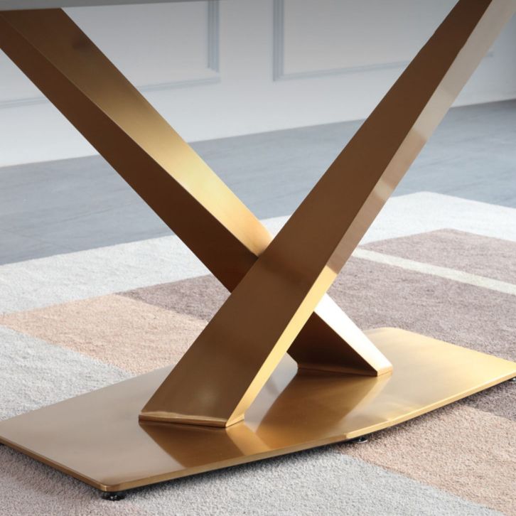 Luxury Sintered Stone Dining Table Rectangle White Table with Metal Pedestal Clearhalo ' dining_table' 'Dining Tables & Seating' 'Dining Tables' 'furn' 'furn_dining_table' 'Furniture' 'furniture_dining_table' 'Kitchen & Dining Furniture' 'kitchen&dining_furn' 'kitchen' 'kitchen_dining_table' 1200x1200_cb87e04c-5647-458c-871a-c90ea7f396dc