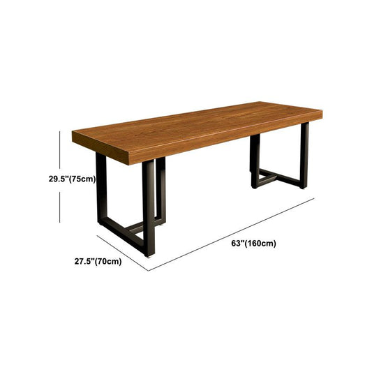 Brown Rectangular Office Desk Wooden Home Writing Desk with Metal Legs