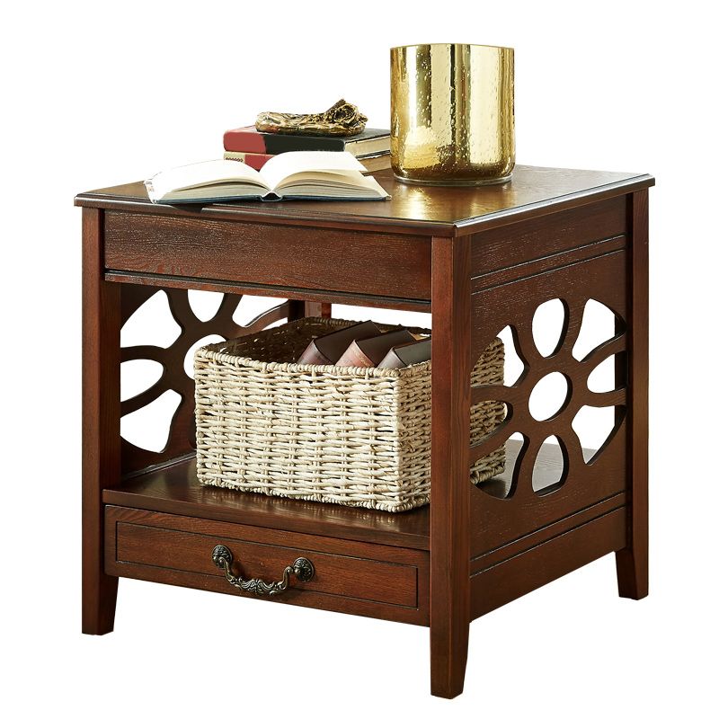 Modern Square Double Tier End Table Solid Wood 4 Legs End Table Clearhalo 'Coffee & Accent Tables' 'End & Side Tables' 'end_side_tables' 'furn' 'furn_end_side_tables' 'Furniture' 'Living Room Furniture' 1200x1200_cb89ae5a-a470-4b21-8fe3-41408dbe06d8