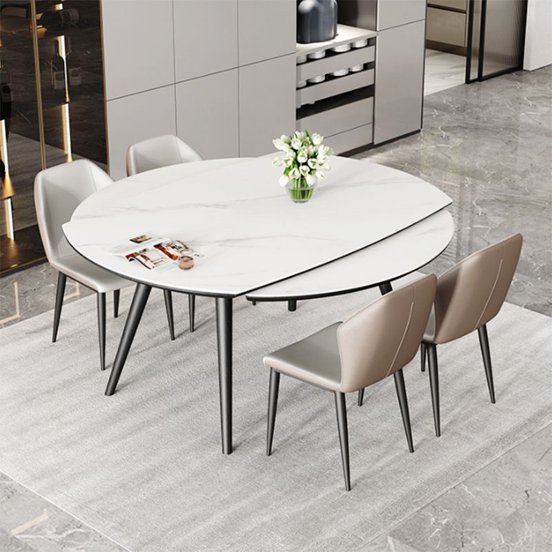 Mesa de comedor sencilla y moderna, mesa de comedor de piedra sinterizada con base de madera