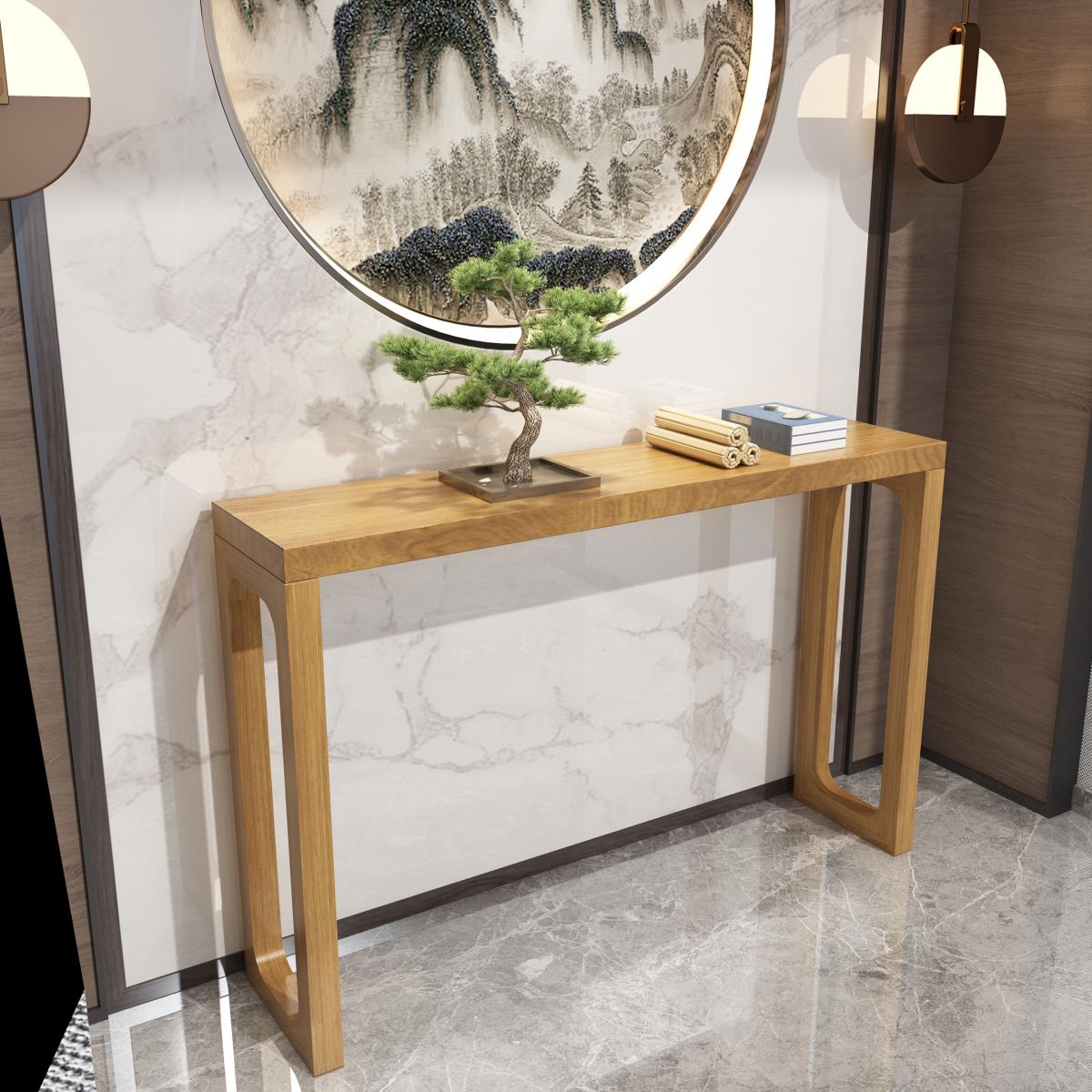 Mitte des Jahrhunderts modernes Sofa-Tisch Rechteck Schlittenkiefern dunkelbrauner Konsolentisch