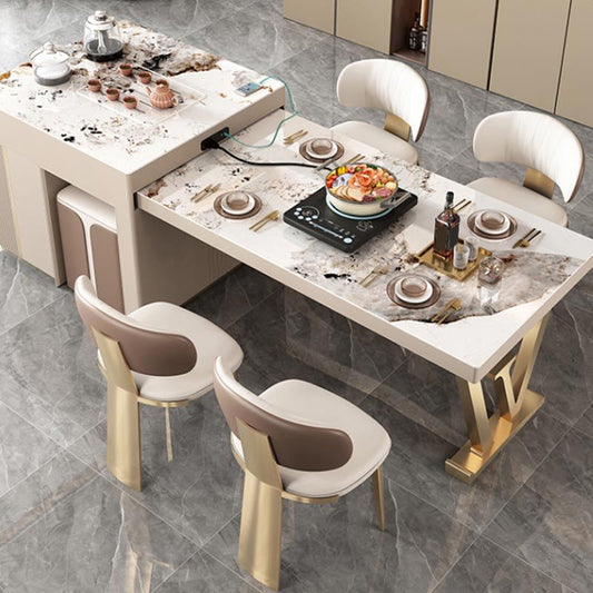 Nordic Glam Style Chair Dining Armless Chairs for Kitchen with Metal Legs