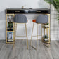 Marble Bar Table with Rectangle Table Top Double Pedestal Table - 41.3" H Clearhalo 'Bar Furniture' 'Bar Tables' 'bar_tables' 'furn' 'furn_bar_tables' 'Furniture' 'furniture_bar_tables' 'Kitchen & Dining Furniture' 1200x1200_cb901919-7baf-40b1-9302-589f29a1d45b