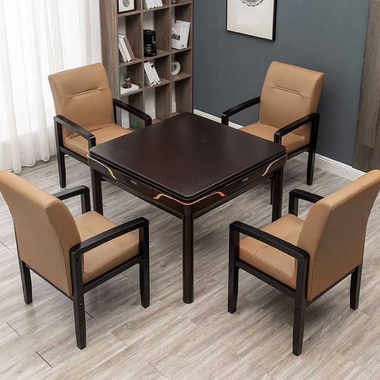 Minimalist Style Upholstered Arm Dining Chairs Solid Back Side Chairs (Set of 4) Clearhalo ' kitchen&dining_furn' 'Dining Chairs' 'Dining Tables & Seating' 'dining_chair' 'furn' 'furn_dining_chair' 'Furniture' 'furniture_dining_chair' 'Kitchen & Dining Furniture' 'kitchen' 1200x1200_cb92b081-434f-453c-9292-c7bb5064c7b0