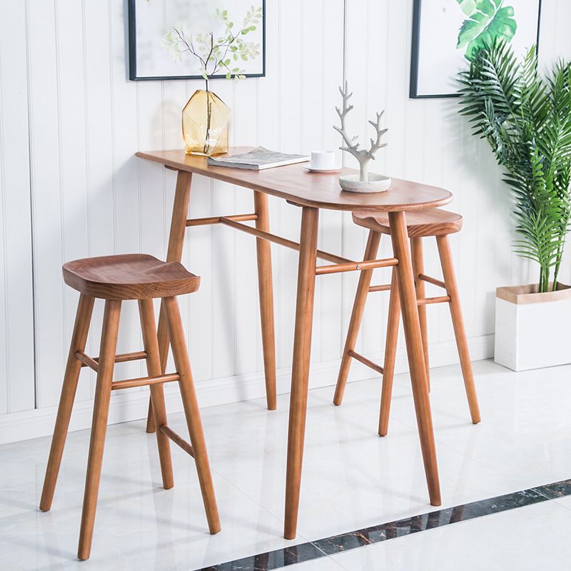 Contemporary Brown Wood Bar Table Free Form Counter Height Table with 4 Legs Clearhalo 'Bar Furniture' 'Bar Tables' 'bar_tables' 'furn' 'furn_bar_tables' 'Furniture' 'Kitchen & Dining Furniture' 1200x1200_cb92b8b9-cab1-4dc8-86d3-b52ac45927ba