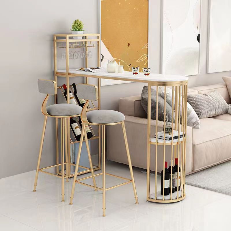 Modern Style 2/3 Pieces Stone Rectangular Bar Table Set for Living Room