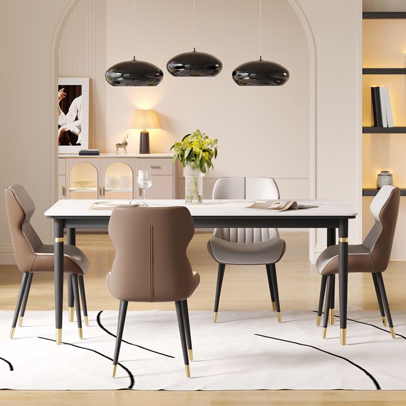 Nordic 1/4/5/7 Pieces Dining Set Rectangle Stone Dining Table for Dining Room Kitchen Clearhalo 'Dining Room Sets' 'Dining Tables & Seating' 'dining_room_set' 'furn' 'furn_dining_room_set' 'Furniture' 'Kitchen & Dining Furniture' 1200x1200_cb944f58-06cc-461e-add5-a93f378c96d8