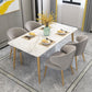 Glam Stone Rectangle Dining Table Metal Legs for Dining Room Clearhalo 'Dining Tables & Seating' 'Dining Tables' 'dining_table' 'furn' 'furn_dining_table' 'Furniture' 'Kitchen & Dining Furniture' 1200x1200_cb945f30-3439-4d8d-b657-fec79d3a751f