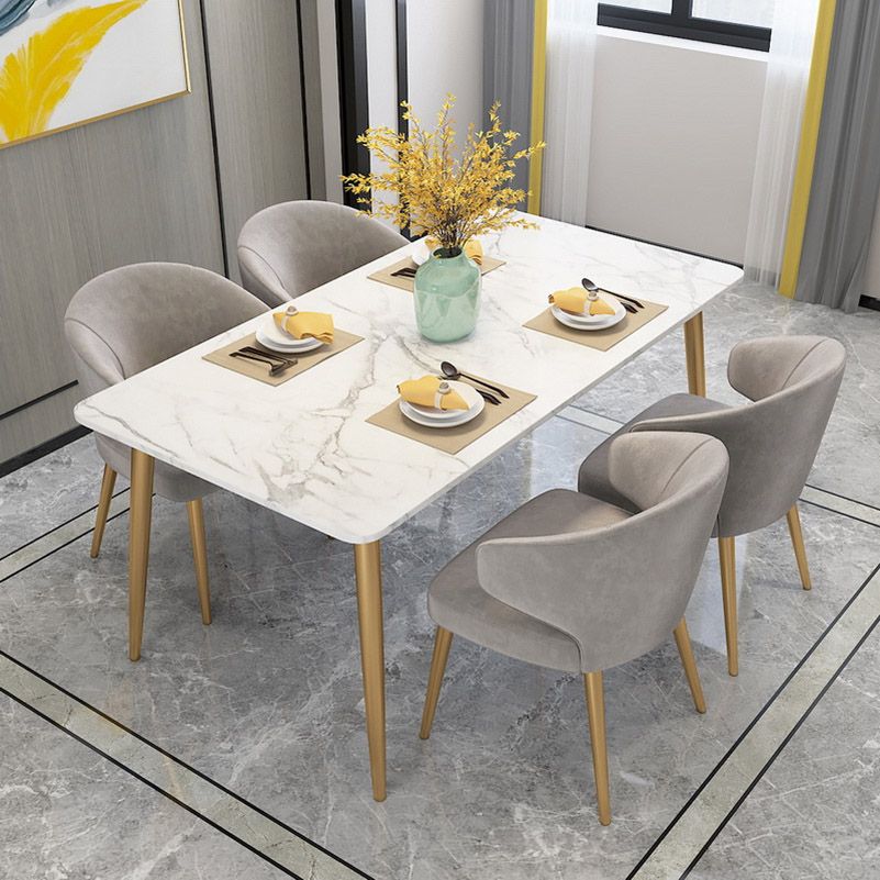 Glam Stone Rectangle Dining Table Metal Legs for Dining Room Clearhalo 'Dining Tables & Seating' 'Dining Tables' 'dining_table' 'furn' 'furn_dining_table' 'Furniture' 'Kitchen & Dining Furniture' 1200x1200_cb945f30-3439-4d8d-b657-fec79d3a751f