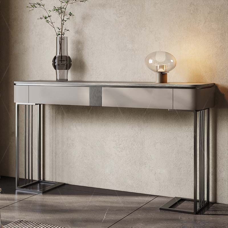 Rectangle Console Table Scratch Resistant with Stone Top for Hall