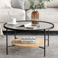 17.7" Tall Modern Cross Leg Glass Round Coffee Table with Shelf Clearhalo 'Coffee & Accent Tables' 'Coffee Tables' 'coffee_tables' 'furn' 'furn_coffee_tables' 'Furniture' 'furniture_coffee_tables' 'Living Room Furniture' 1200x1200_cb94b403-ea72-4305-a231-76d5a3d58c2c