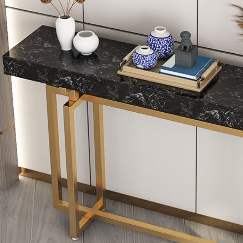 Rectangle Marble Top Console Table with Iron Trestle Base for Hall Clearhalo 'Console Tables' 'console_tables' 'Entry & Mudroom Furniture' 'furn' 'furn_console_tables' 'Furniture' 1200x1200_cb98e4bd-065c-45c5-b877-34f0e28e4b39