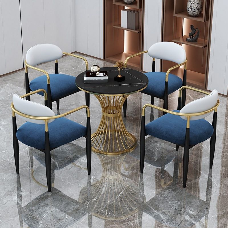 Glam Faux Marble Dining Table Metal Dining Table for Home Use Clearhalo 'Dining Tables & Seating' 'Dining Tables' 'dining_table' 'furn' 'furn_dining_table' 'Furniture' 'Kitchen & Dining Furniture' 1200x1200_cb991e60-33bd-4c5a-9aec-e71d3ecf4062