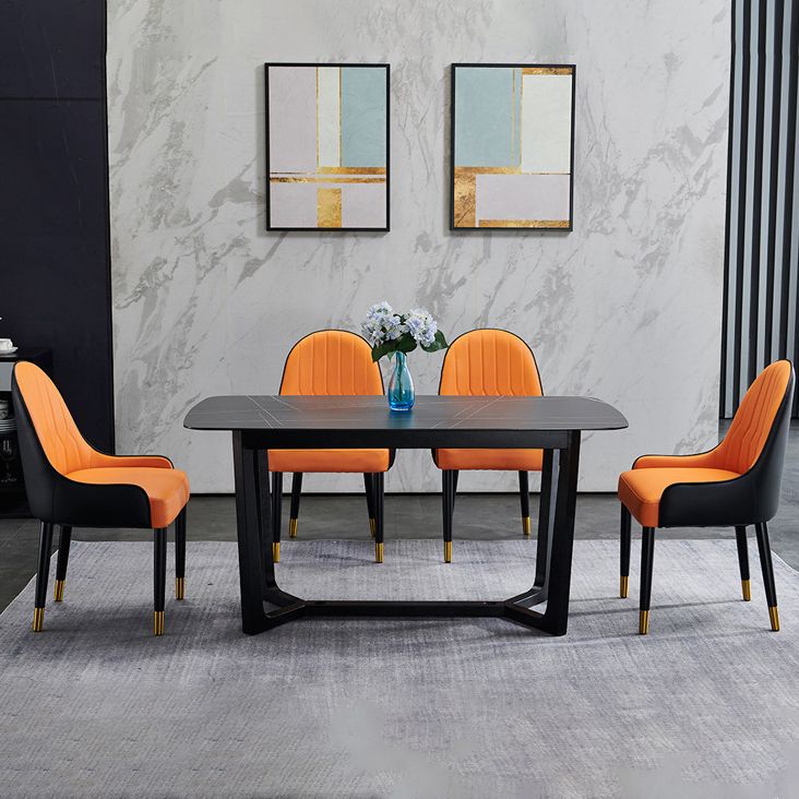 Glam Style Wood Chair Faux Leather Parsons Side Chair for Dining Room 20.8"x21.6"x35.4" Clearhalo 'Dining Chairs' 'Dining Tables & Seating' 'dining_chair' 'furn' 'furn_dining_chair' 'Furniture' 'furniture_dining_chair' 'Kitchen & Dining Furniture' 1200x1200_cb995e04-7ccb-4f83-a90c-8bb80c871200