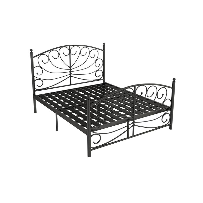 Modern Iron Open-Frame Bed with Arched Headboard and Metal Legs