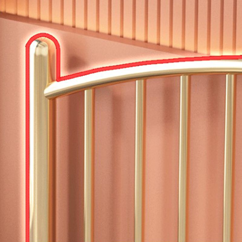 Metal Glam Slat Bed with Headboard Standard Bed with Metal Legs Clearhalo 'Bedroom Furniture' 'Beds' 'furn' 'furn_beds' 'Furniture' 1200x1200_cb9d723b-8748-4273-9f17-cd920bd49d51