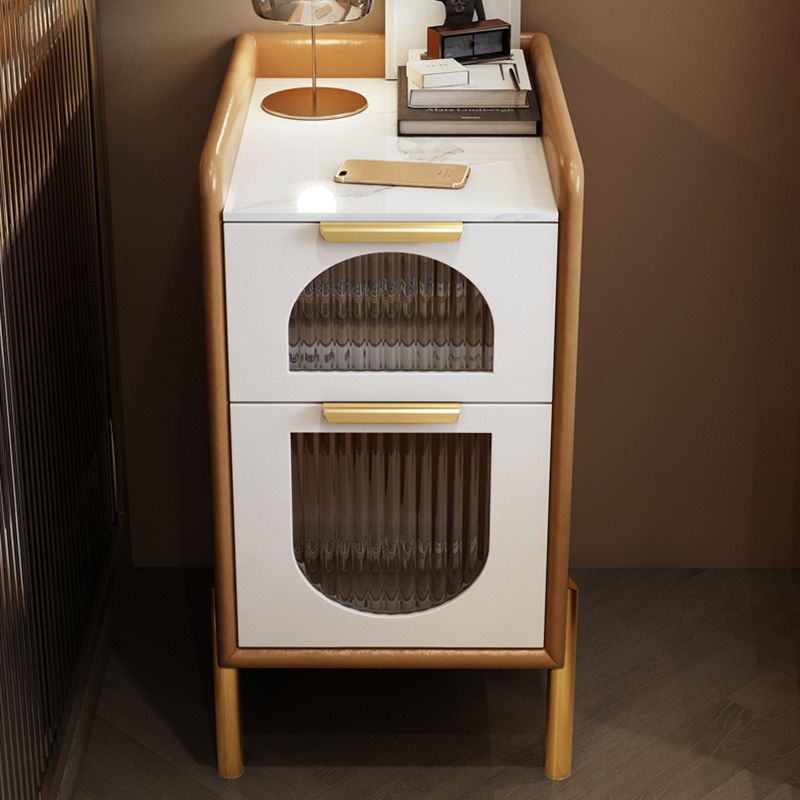 2つの引き出しを備えた現代のナイトスタンド16 "幅のソリッドウッドベッドサイドキャビネット